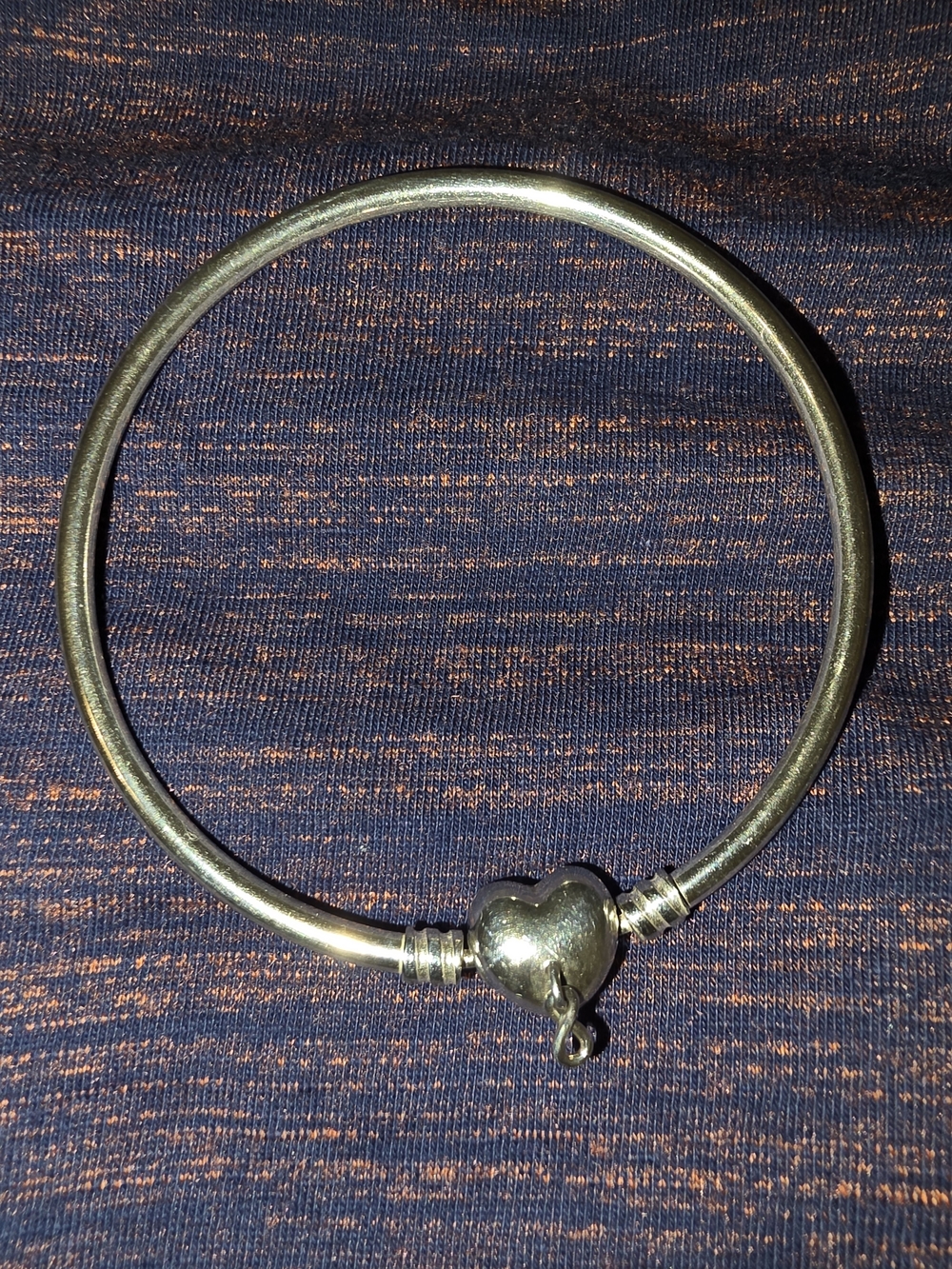 Pandora Silver-Tone Heart Clasp Bangle Bracelet